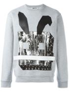 Mcq Alexander Mcqueen Electro Bunny Print Sweatshirt, Men's, Size: M, Grey, Cotton