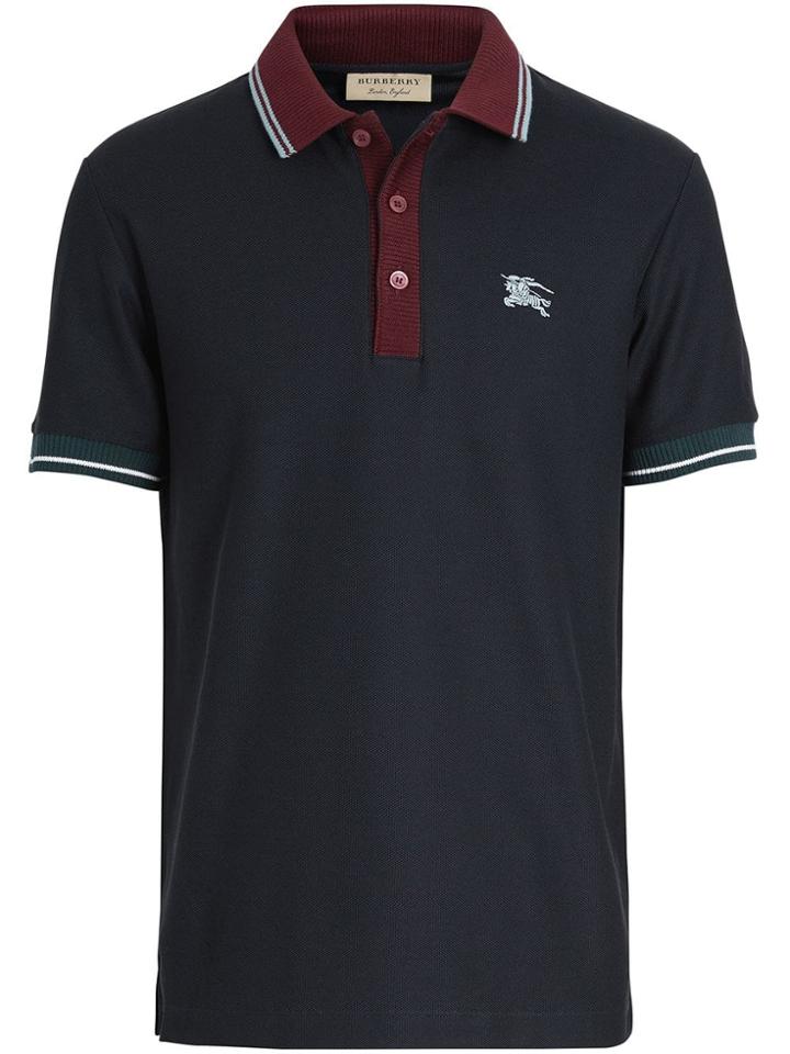 Burberry Plaqué Polo Shirt - Blue