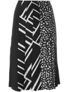Salvatore Ferragamo Multi Print Pleated Skirt, Women's, Size: 42, Black, Silk
