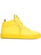 Giuseppe Zanotti Design Kriss Hi-top Sneakers, Men's, Size: 45, Yellow/orange, Leather/rubber