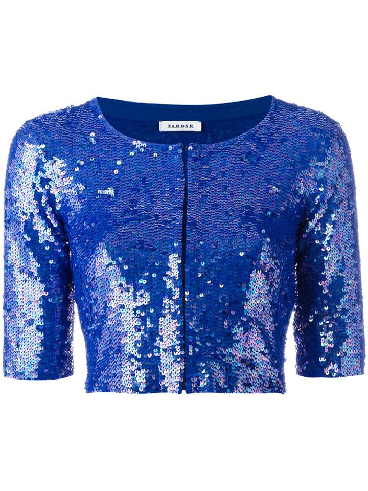 P.a.r.o.s.h. Sequin Bolero Jacket - Blue