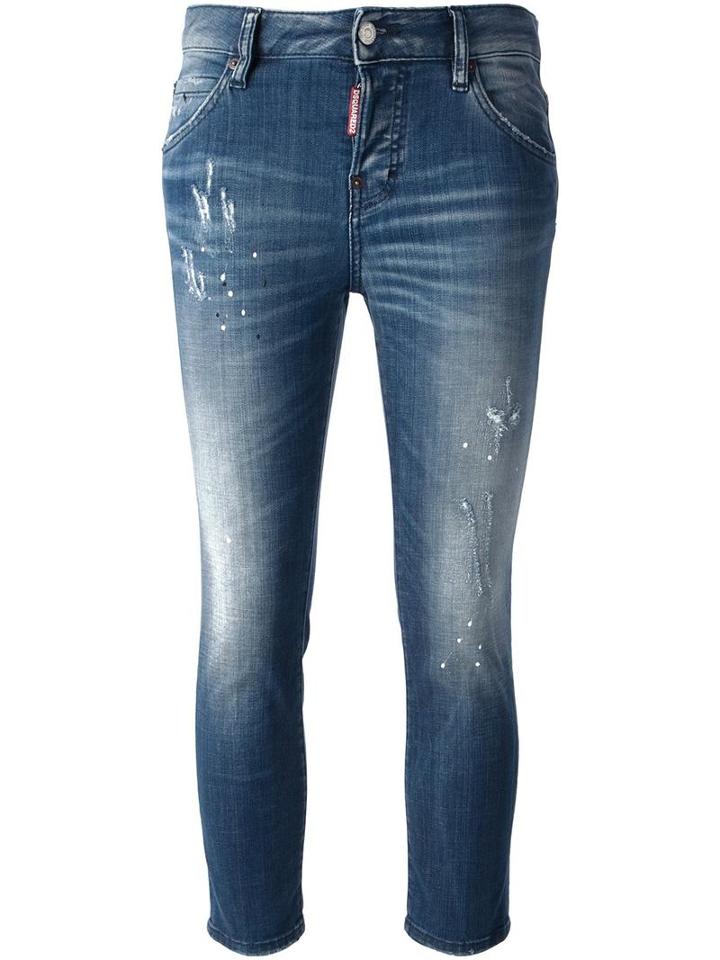 Dsquared2 'cool Girl' Cropped Skinny Jeans, Size: 42, Blue, Cotton/spandex/elastane