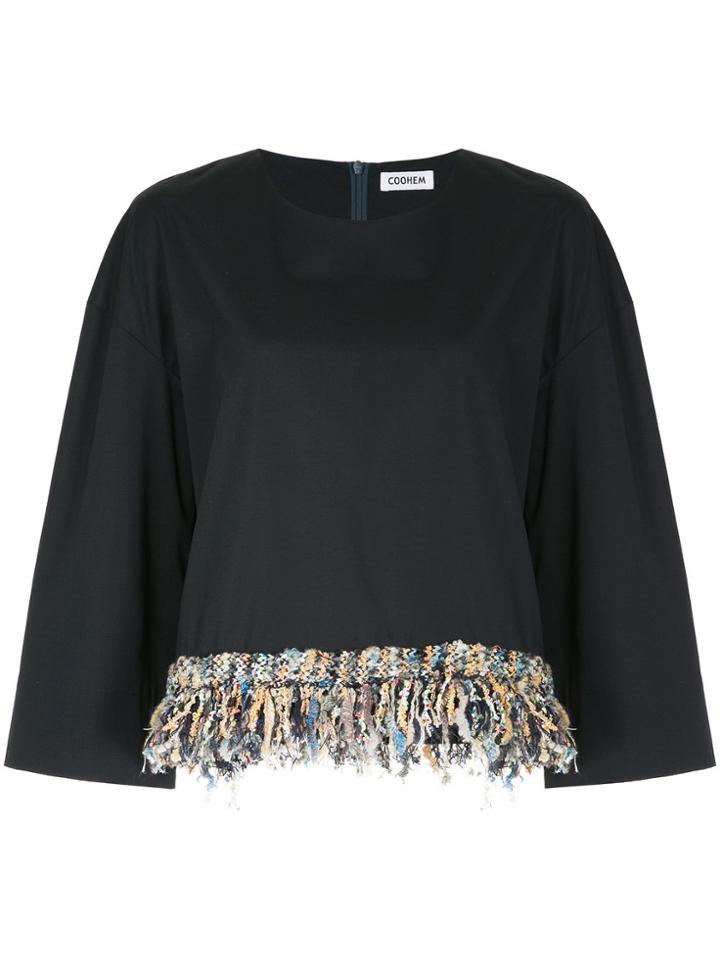 Coohem Tweed-fringed Fitted Top - Blue