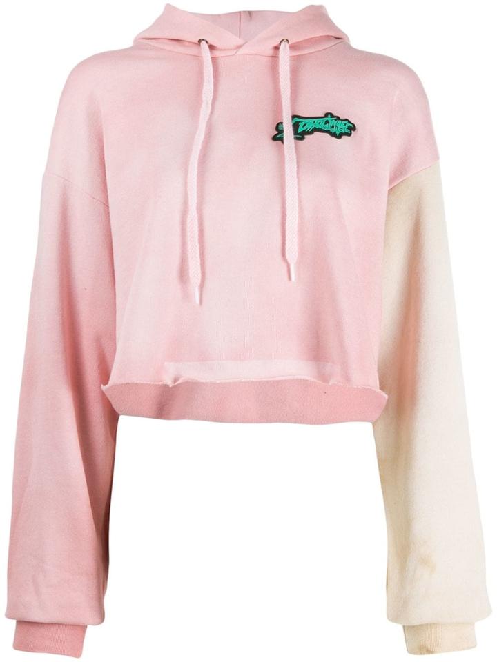 Ottolinger Contrast Sleeve Cropped Hoodie - Pink