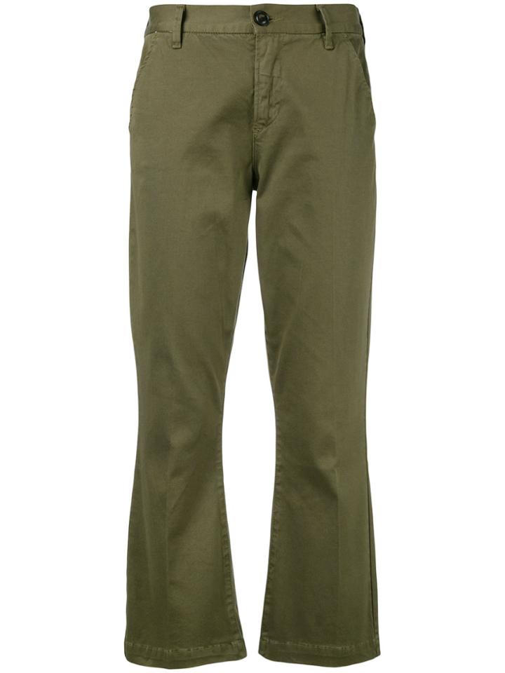 Frame Denim Flared Cropped Trousers - Green