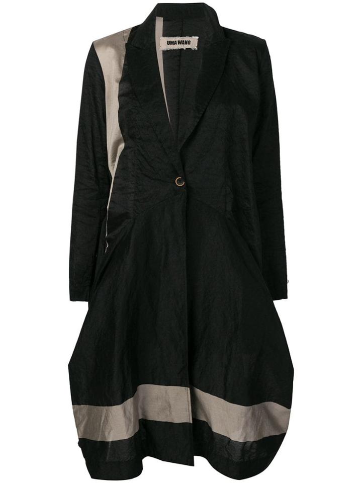 Uma Wang Striped Hem Coat - Black