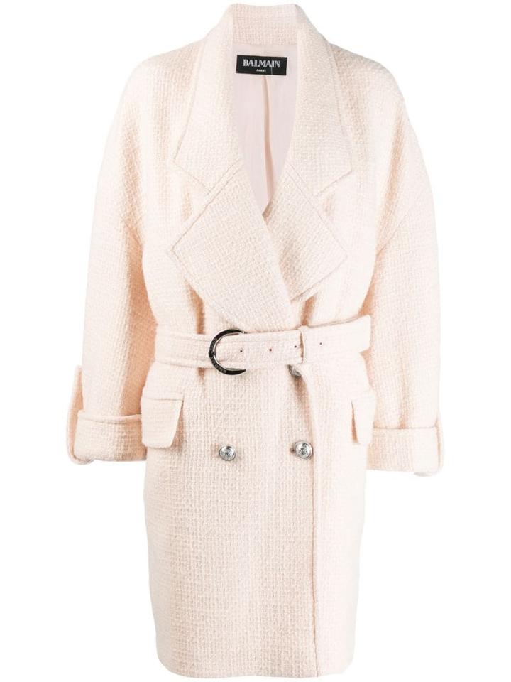 Balmain Oversized Belted Coat - Neutrals