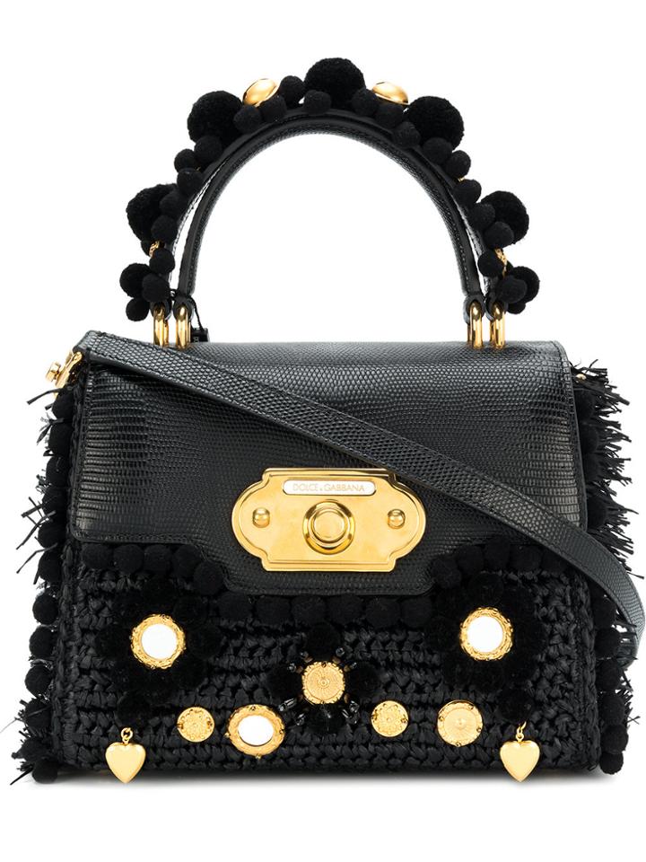 Dolce & Gabbana Woven Fringe Tote Bag - Black