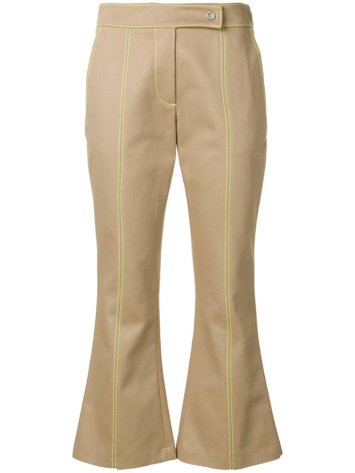 Msgm Cropped Flare Trousers - Nude & Neutrals