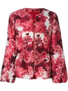 Moncler Gamme Rouge Floral Print Zip Jacket, Women's, Size: 1, Red, Polyester/silk
