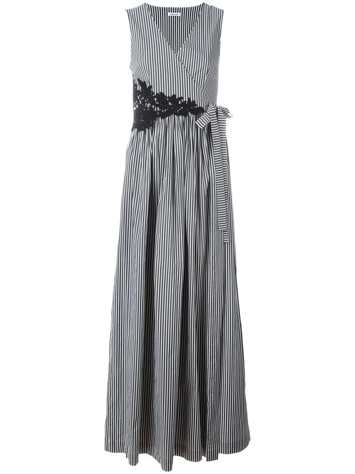 P.a.r.o.s.h. Striped Wrap Dress, Women's, Size: Medium, Grey, Cotton/polyamide/spandex/elastane