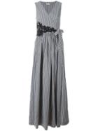 P.a.r.o.s.h. Striped Wrap Dress, Women's, Size: Medium, Grey, Cotton/polyamide/spandex/elastane