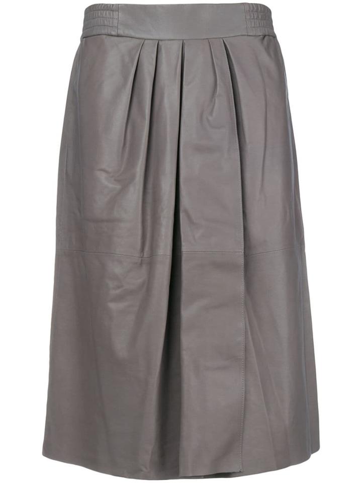 Agnona Lamb Skin Swing Skirt - Grey