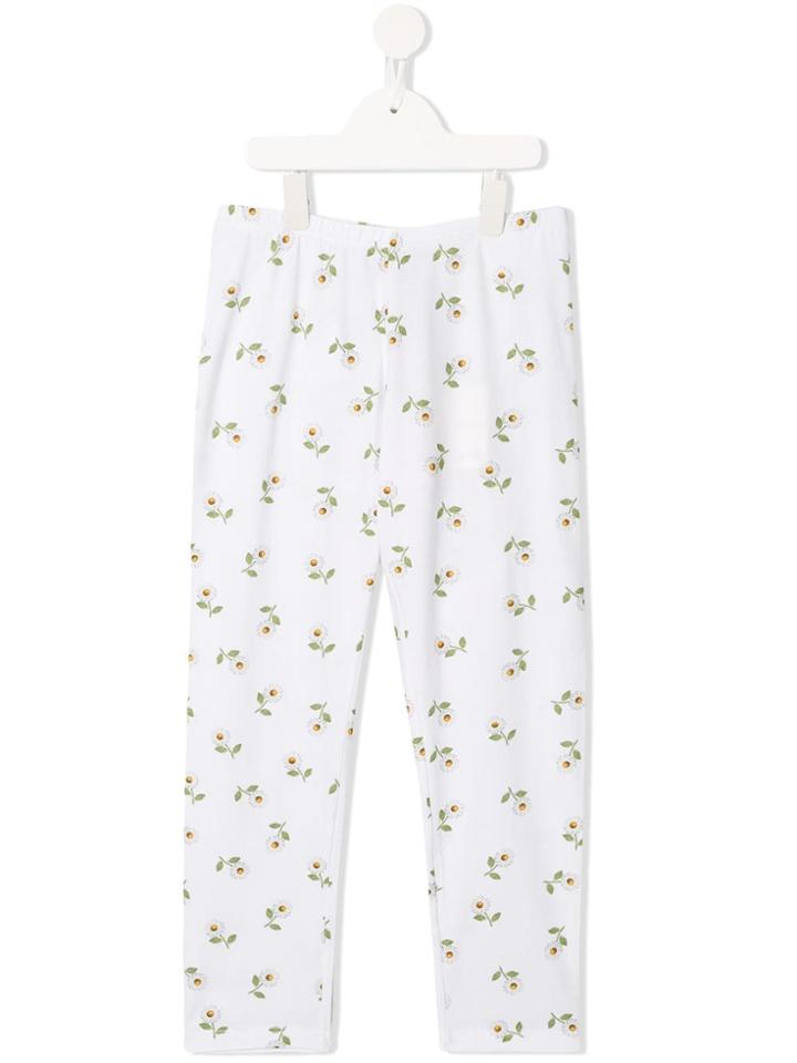Monnalisa Daisy Print Leggings - White