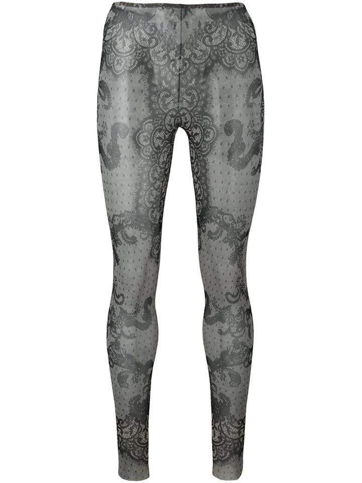 Dsquared2 Lace Print Leggings, Women's, Size: Small, Black, Polyamide/spandex/elastane