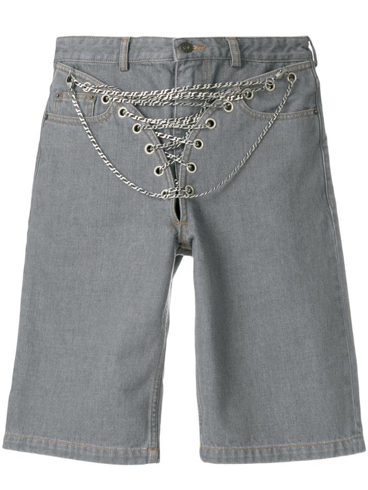 Y / Project Chain Detail Denim Short - Grey