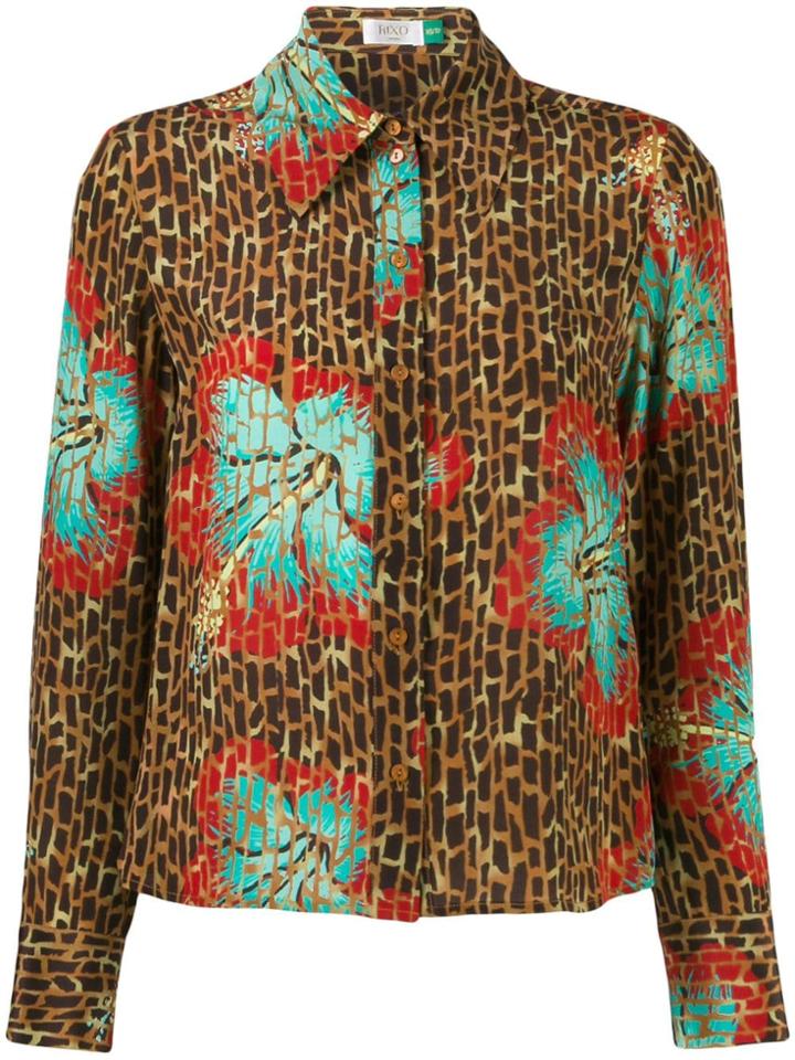 Rixo Leopard Floral Shirt - Brown