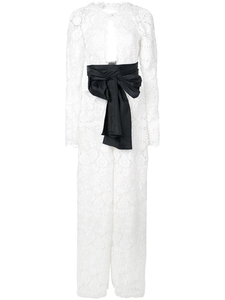 Rosie Assoulin Floral Embroidered Jumpsuit - White