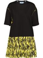 Prada Banana Print Jersey Mini Dress - Black