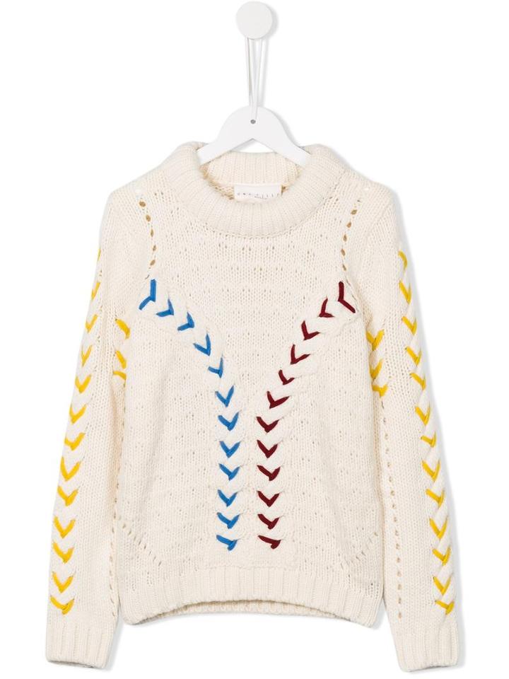 Une Fille Contrast Lace Jumper, Girl's, Size: 12 Yrs, White