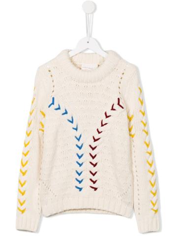 Une Fille Contrast Lace Jumper, Girl's, Size: 12 Yrs, White