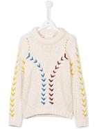 Une Fille Contrast Lace Jumper, Girl's, Size: 12 Yrs, White
