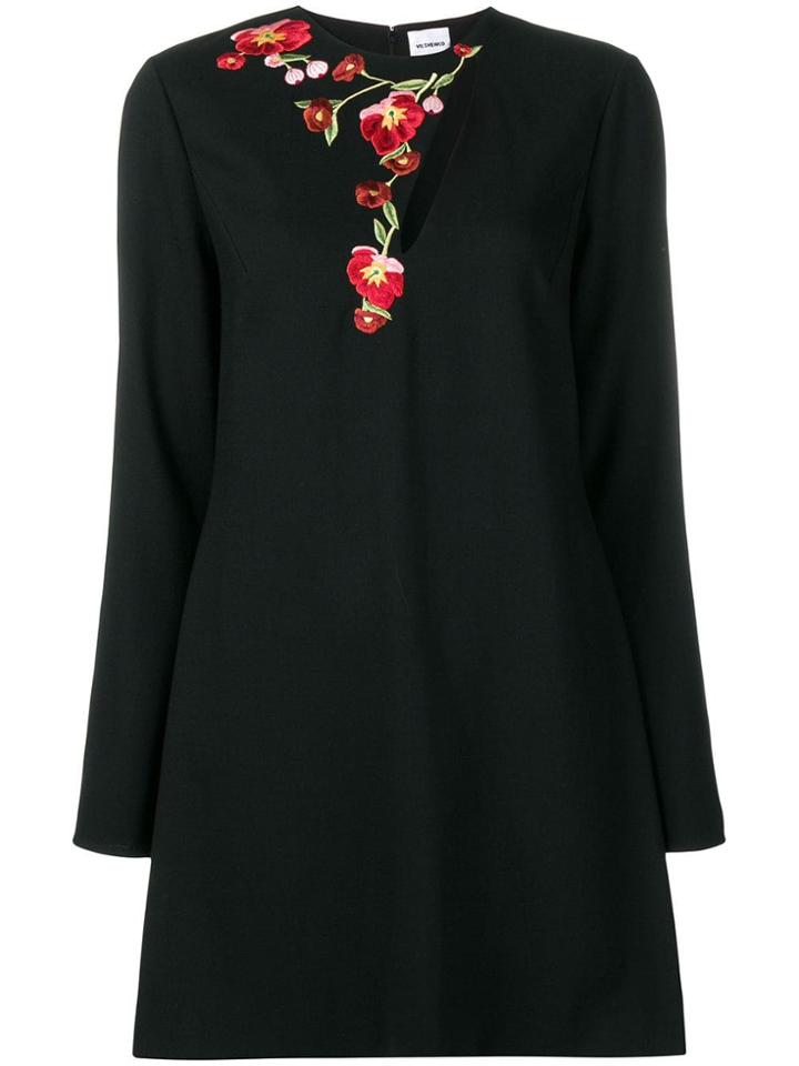 Vilshenko Floral Embroidered Short Dress - Black