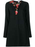 Vilshenko Floral Embroidered Short Dress - Black
