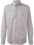 Etro Checked Print Shirt, Men's, Size: 40, Blue, Cotton/spandex/elastane