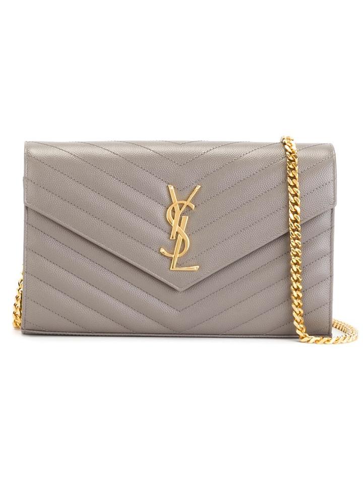 Saint Laurent 'monogram' Satchel, Women's, Grey, Calf Leather/metal (other)