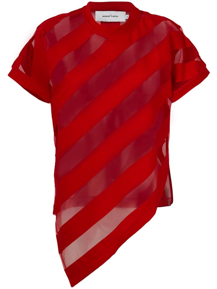 Marques'almeida Asymmetric Striped Top - Red