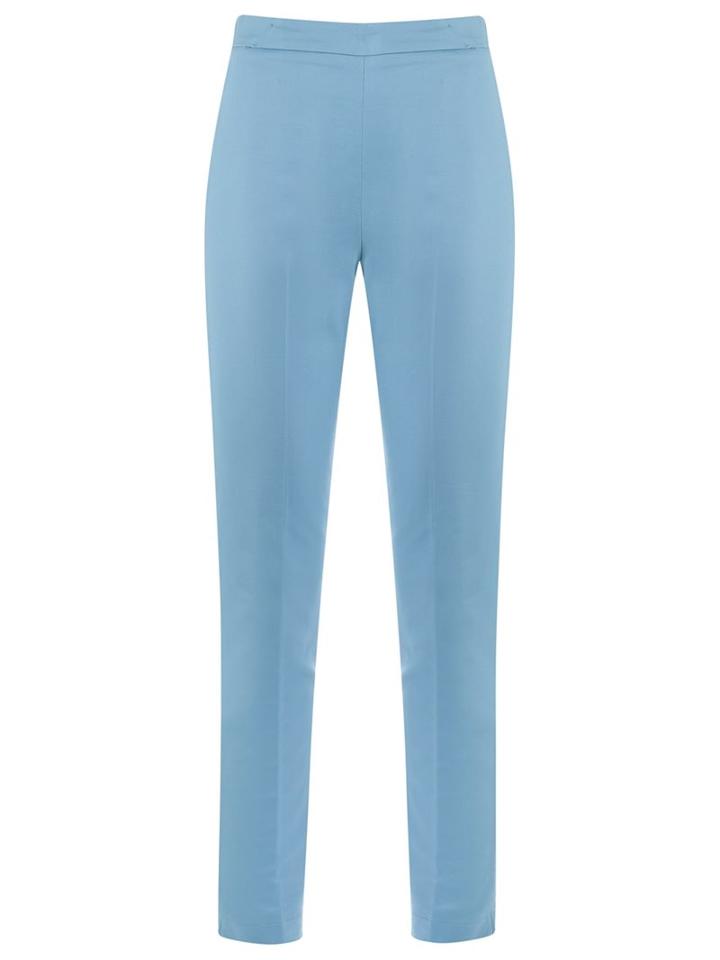 Reinaldo Lourenço High Waisted Trousers, Women's, Size: 36, Blue, Cotton/spandex/elastane