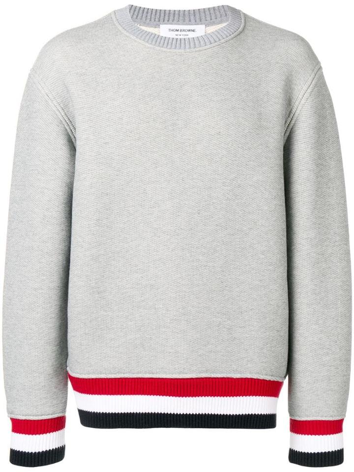 Thom Browne Tricolour Hem Sweater - Grey