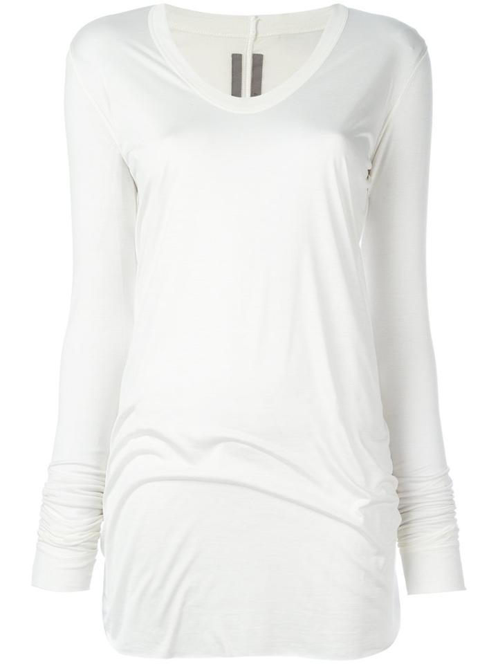 Rick Owens V-neck T-shirt, Size: 40, White, Silk