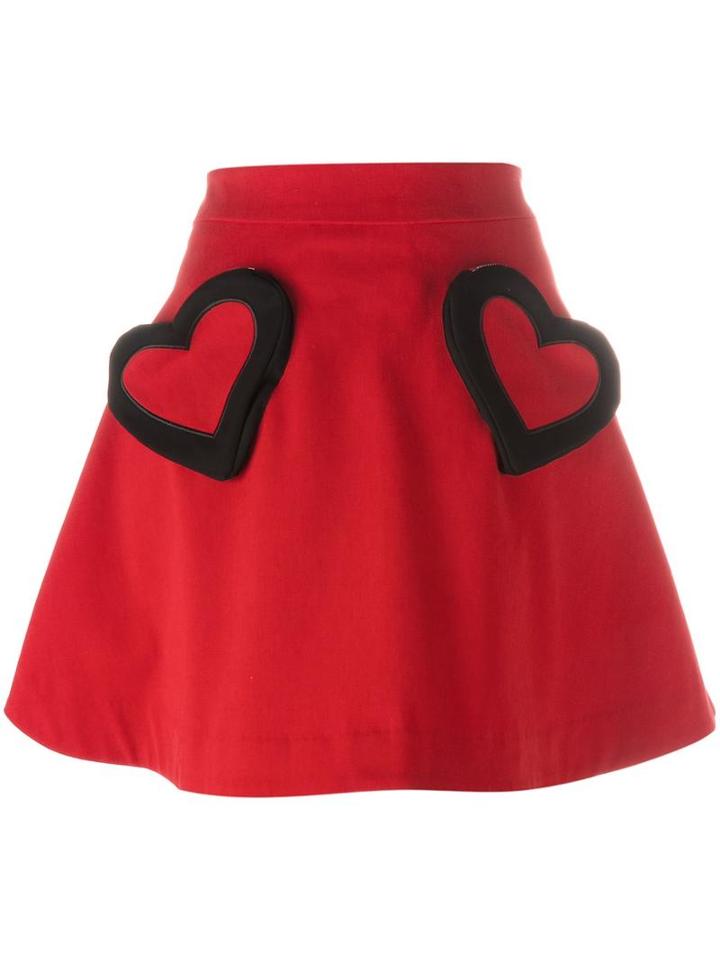 Love Moschino Heart Skirt, Women's, Size: 40, Red, Cotton/spandex/elastane