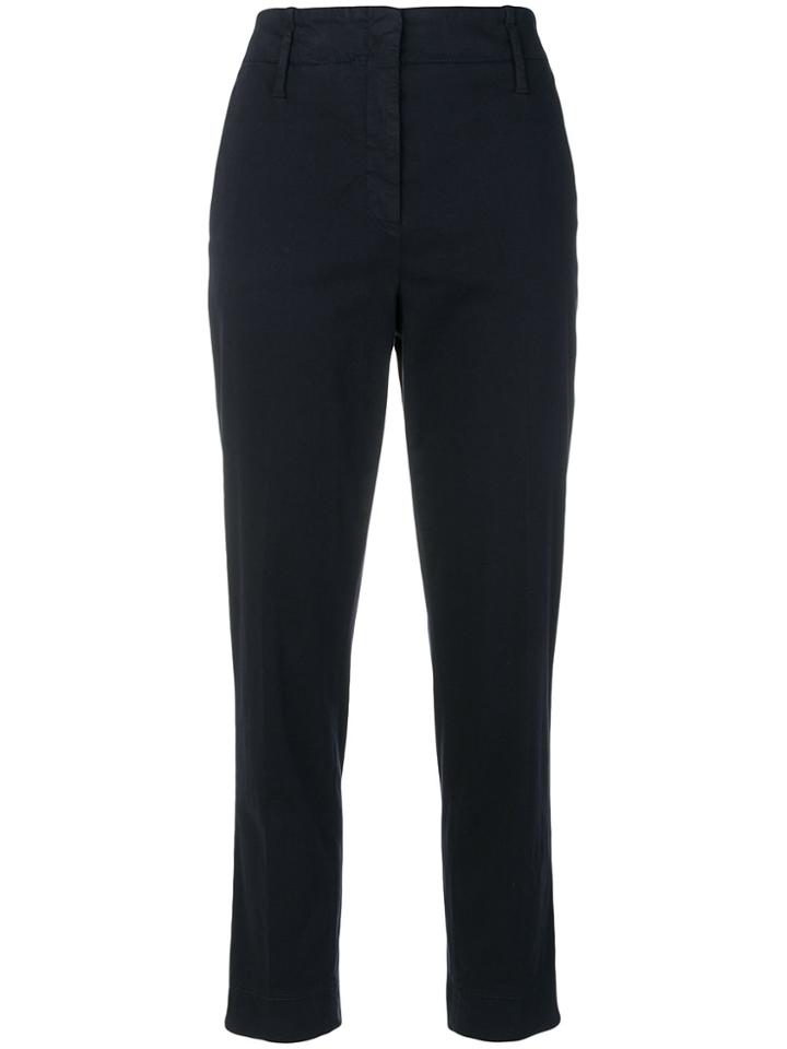 Luisa Cerano Cropped High Waisted Trousers - Blue