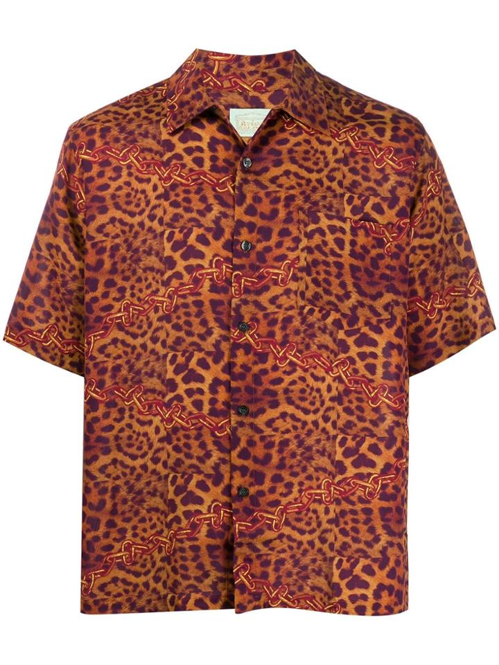 Aries Leopard-print Hawaiian Shirt - Orange