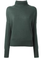 Closed Roll Neck Jumper, Women's, Size: Small, Green, Nylon/viscose/cashmere/wool