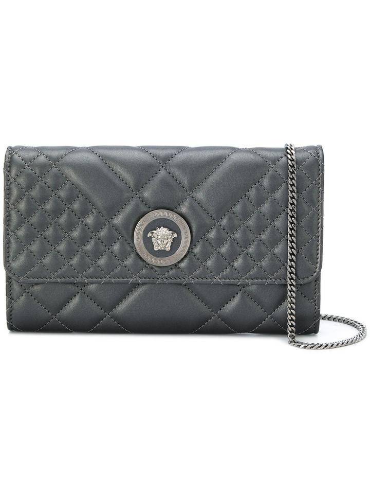 Versace Medusa Quilted Wallet - Grey