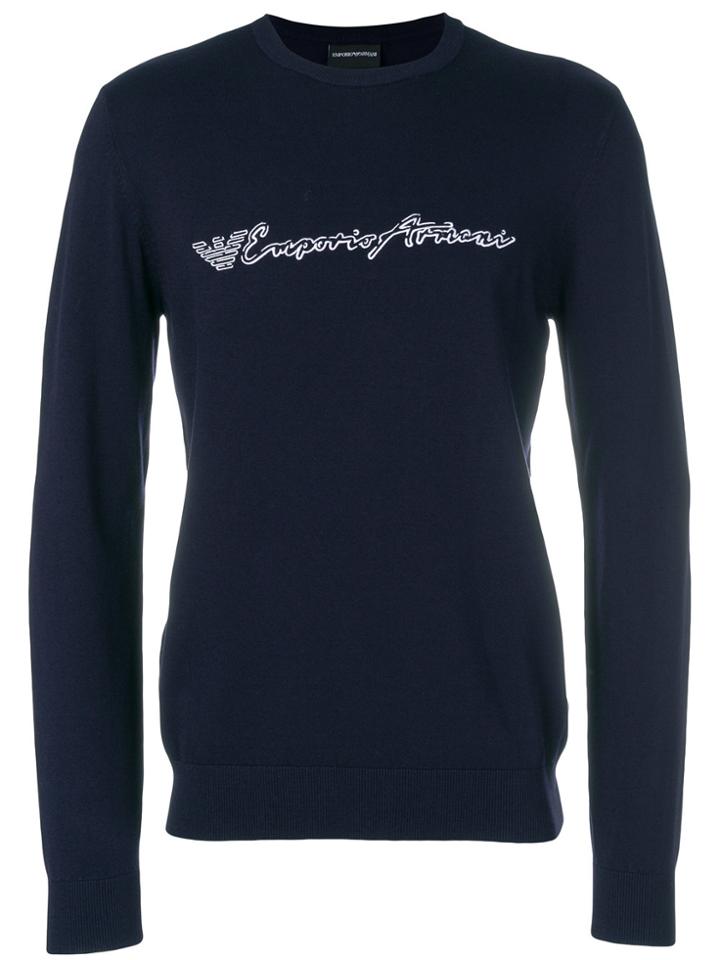 Emporio Armani Logo Print Sweater - Blue