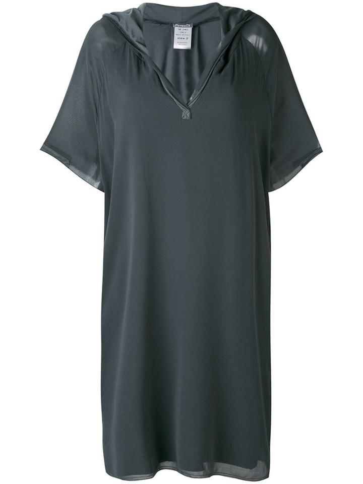 Kristensen Du Nord - Flared V Neck Dress - Women - Silk/cotton/spandex/elastane - 3, Grey, Silk/cotton/spandex/elastane