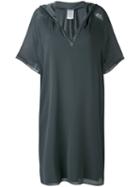 Kristensen Du Nord - Flared V Neck Dress - Women - Silk/cotton/spandex/elastane - 3, Grey, Silk/cotton/spandex/elastane