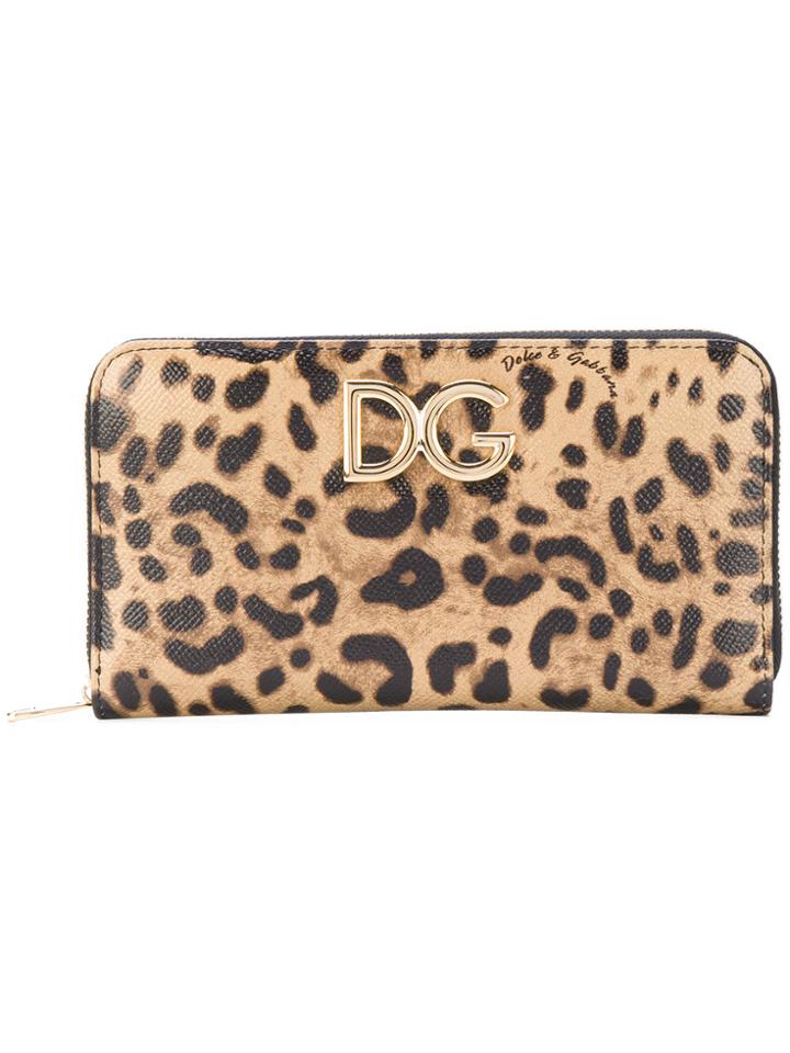 Dolce & Gabbana Leopard Print Zip Wallet - Nude & Neutrals