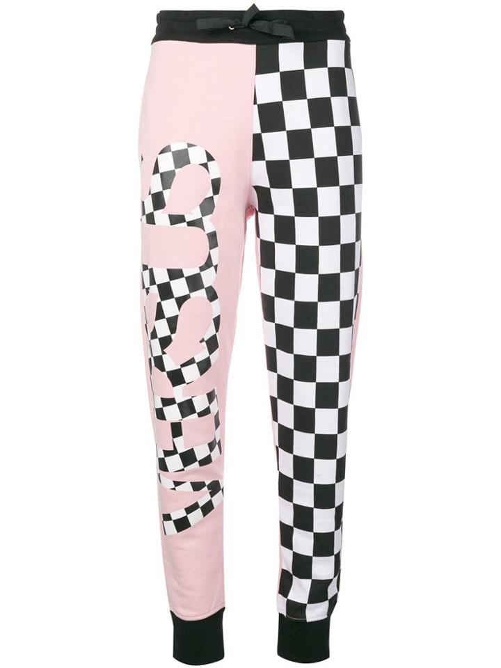 Versus Contrast Checkered Trousers - Pink & Purple