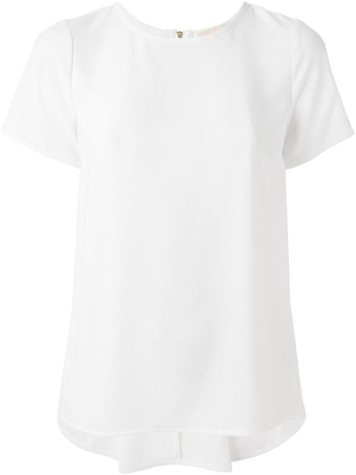 Michael Michael Kors Pleated Back T-shirt, Women's, Size: Xs, White, Polyester/spandex/elastane