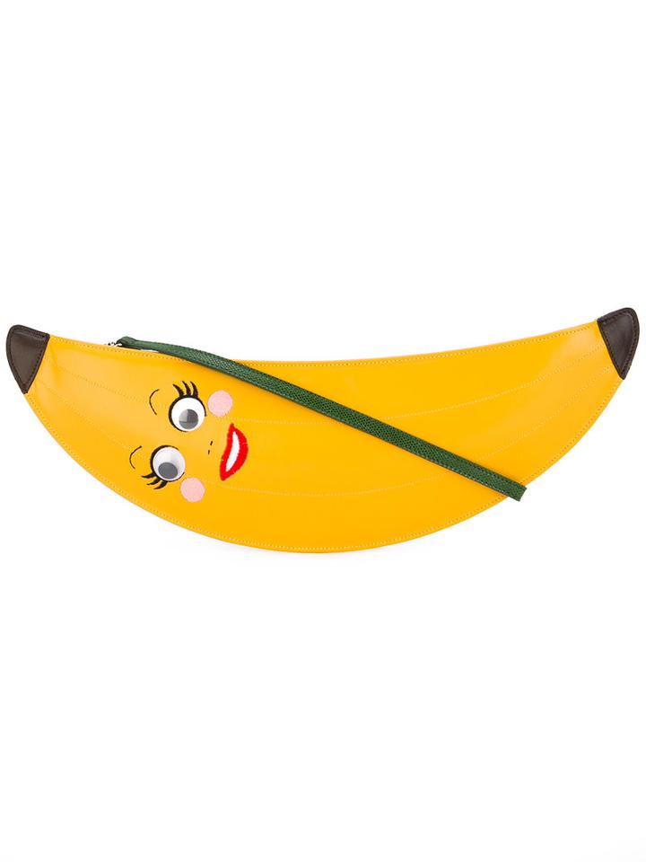 Charlotte Olympia Banana Clutch, Women's, Yellow/orange, Calf Leather