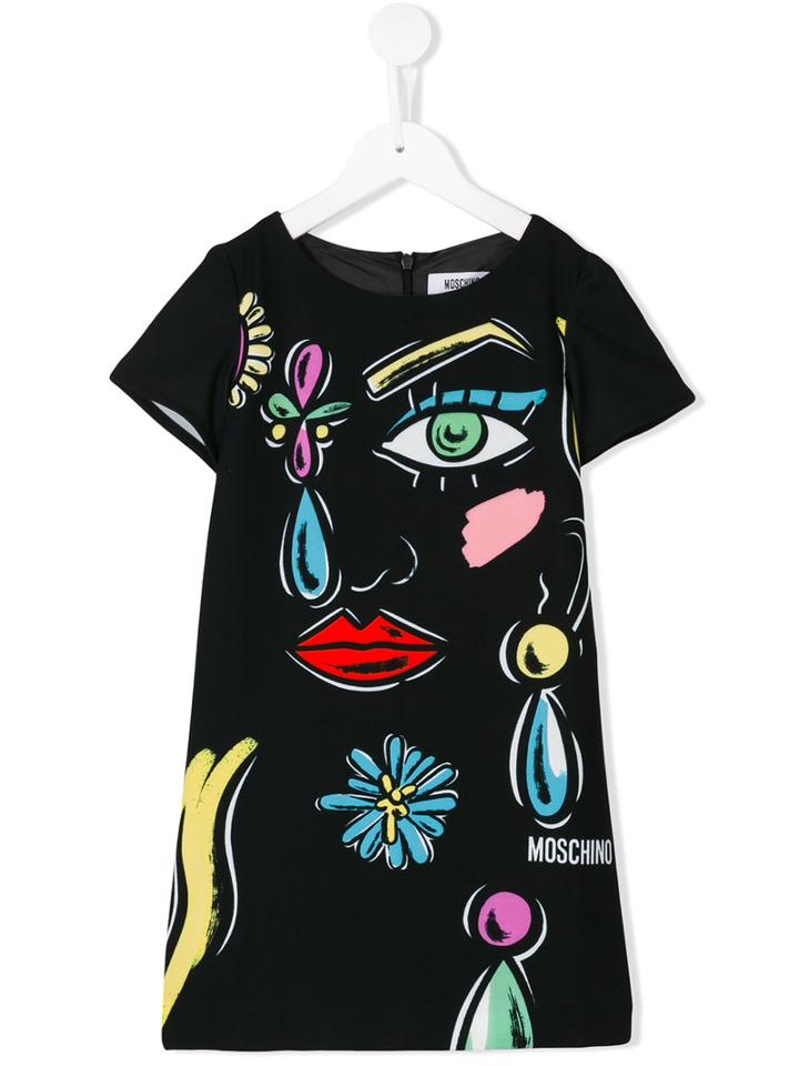Moschino Kids Graphic Print Dress, Toddler Girl's, Size: 5 Yrs, Black