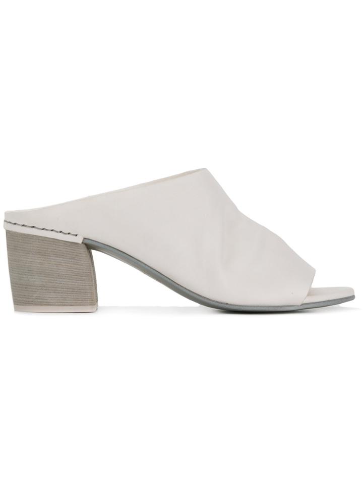 Del Carlo Block Heel Mule Sandals - White