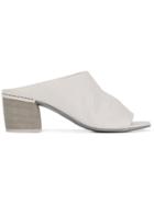 Del Carlo Block Heel Mule Sandals - White