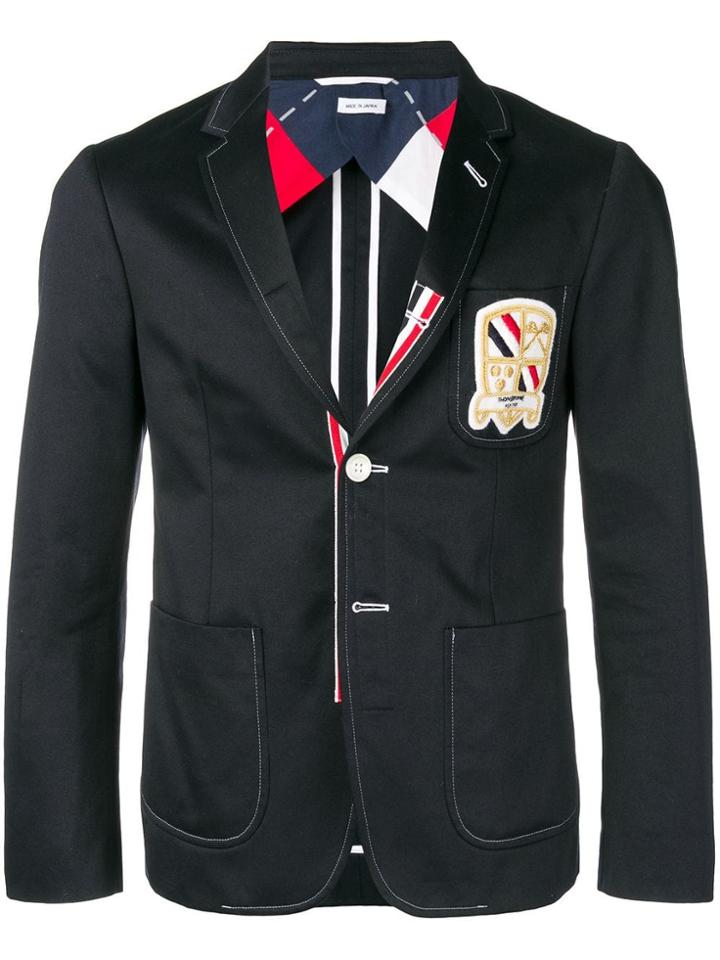 Thom Browne Patch Pocket Grosgrain Sport Coat - Blue
